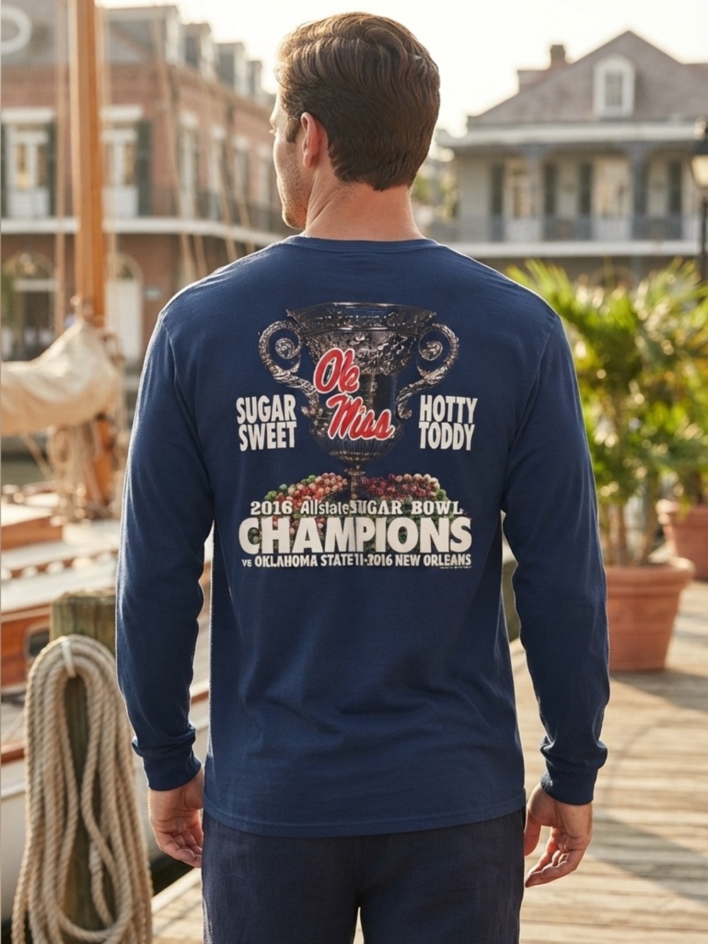 Ole Miss Sugar Bowl Champions Navy Long-Sleeve Tee